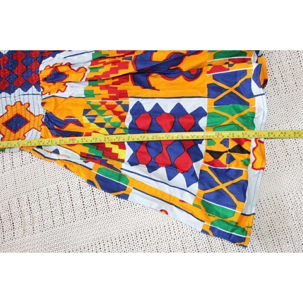 Handmade African mermaid multicolor ruffled trumpet Maxi dress Size M stretch - Picture 4 of 12